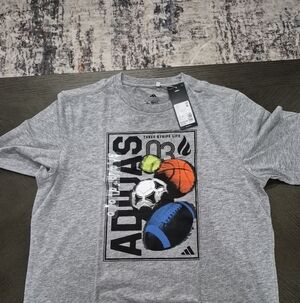 Adidas Boys' Gray Graphic T-Shirt Size XL